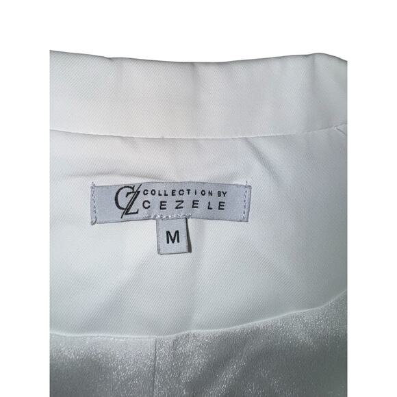 Cezzele White Double Breasted Blazer Jacket Women’s Medium Gold Crest Buttons - Picture 5 of 10